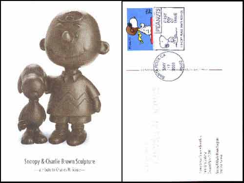 Image for COMMEMORATIVE SNOOPY STAMP ON CHARLIE BROWN POSTCARD - LIMITED ISSUE