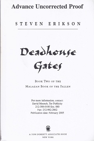 Image for DEADHOUSE GATES: BOOK TWO OF THE MALAZAN BOOK OF THE FALLEN (SIGNED ARC)